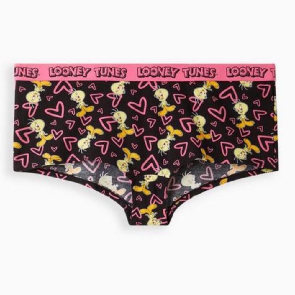 TORRID Boyshort Panty - Cotton Looney Tunes Tweety Hearts Black